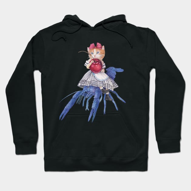 Kitty on Crab Hoodie by sinonthebeach